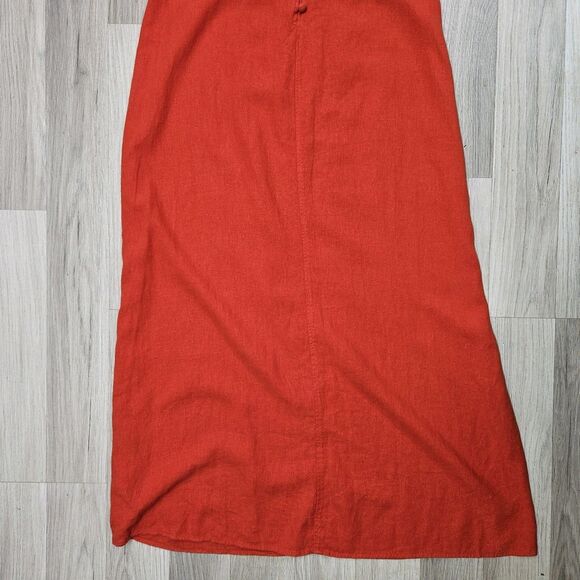 Zara Womens Dress Burnt Orange Midi Strappy Size Medium  Linen - Picture 9 of 9